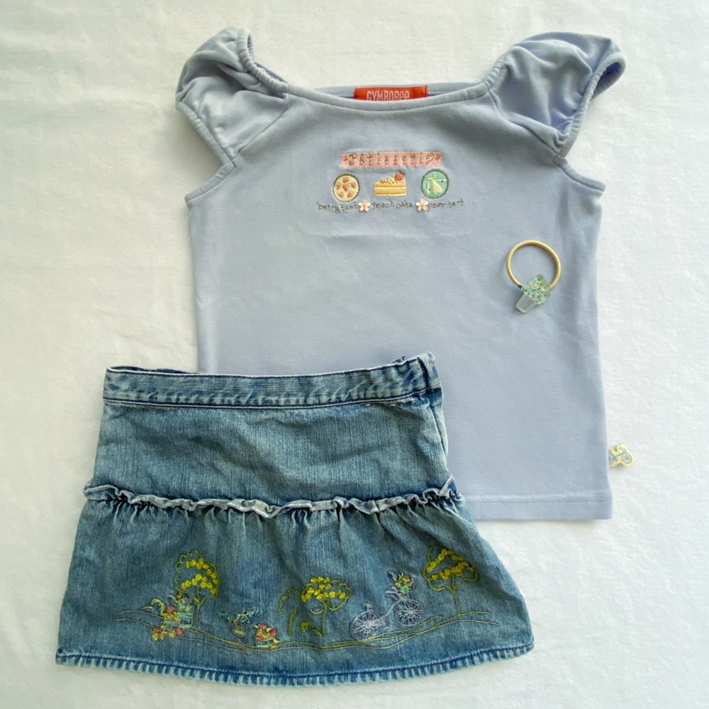 Gymboree • Tee & Skirt outfit with hair tie